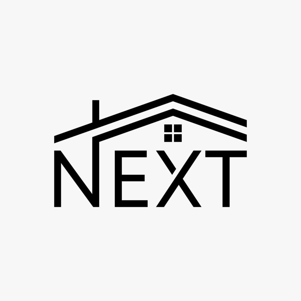 Simple and unique letter or word NEXT with line double roof house image graphic icon logo design abstract concept vector stock. Can be used as symbol related to property or home