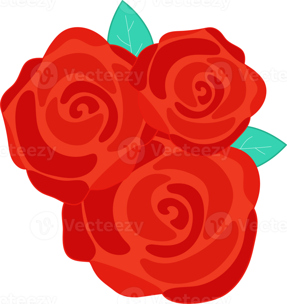 bouquet of red roses flower flat icon png