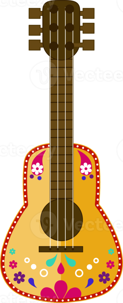 Mexican folk guitar flat icon PNG