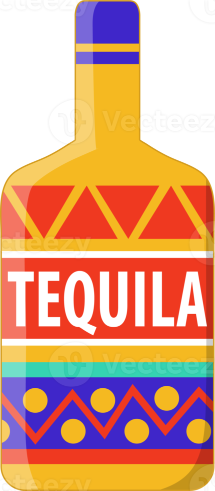 Tequila bottiglia messicano arte design colorato piatto icona png