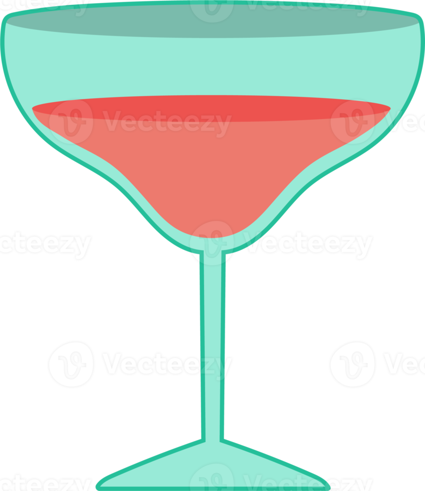 Martini glass flat icon. Cute cartoon cocktail PNG