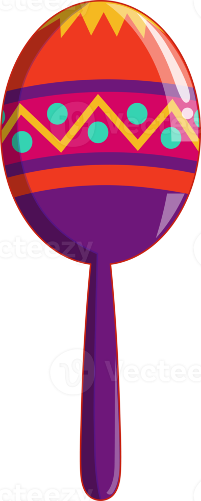 Colorful cartoon maracas. Mexican music instrument. Mexico decoration PNG