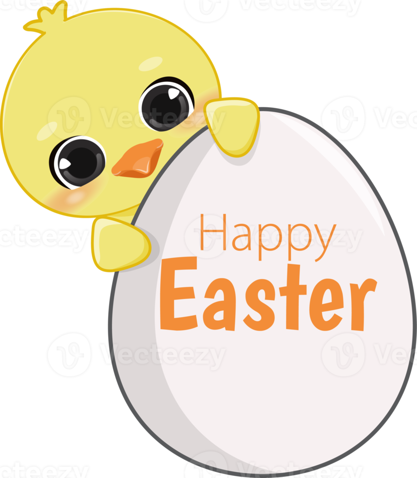 glücklich Ostern Tag mit süß Küken. komisch Gelb Hähnchen Karikatur Charakter png