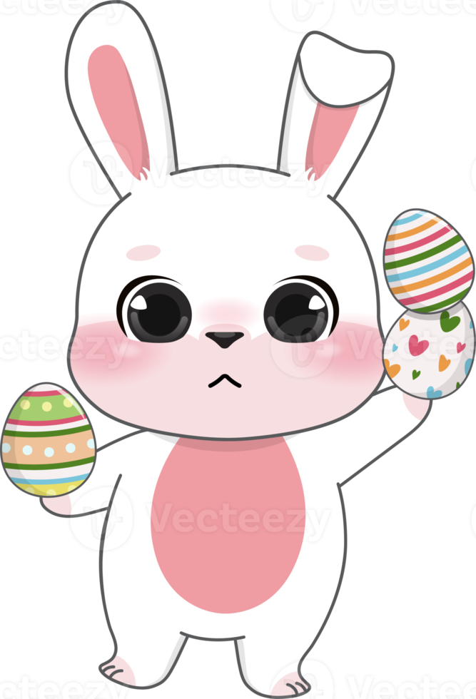 Happy Easter Day with cute rabbit. Cute Bunny cartoon character PNG