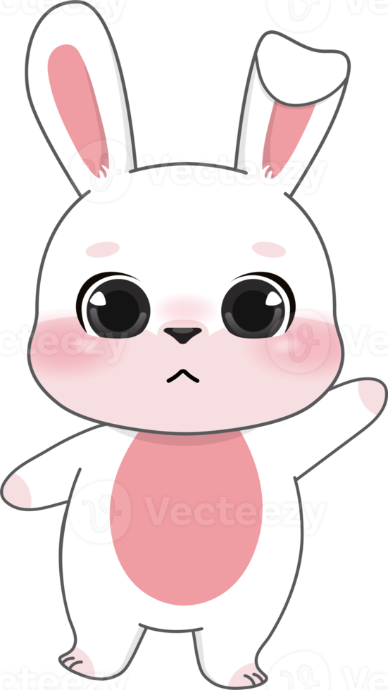 Happy Easter Day with cute rabbit. Cute Bunny cartoon character PNG