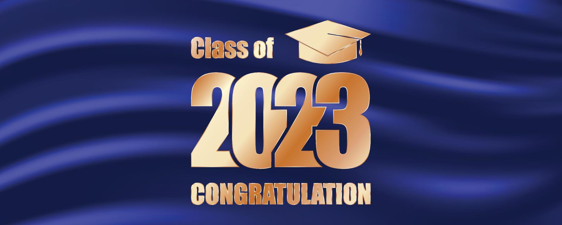 Class of 2023 graduation text design for cards, invitations or banner vector