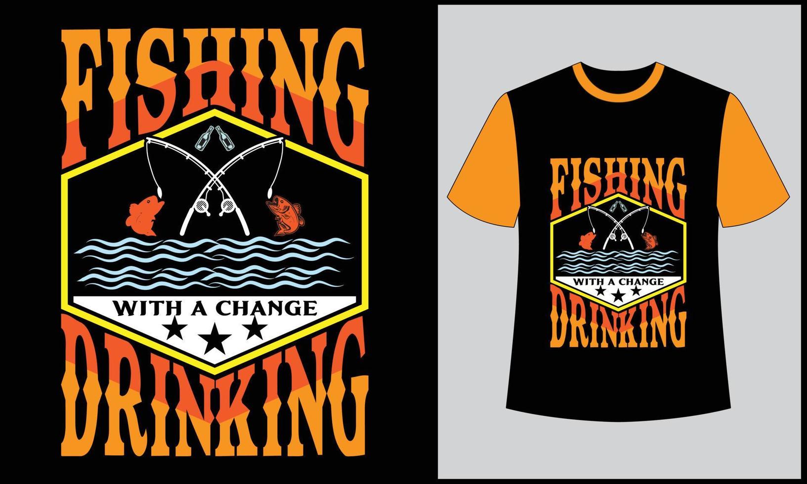 fishing with change drinking illustration fish vector t shirt design