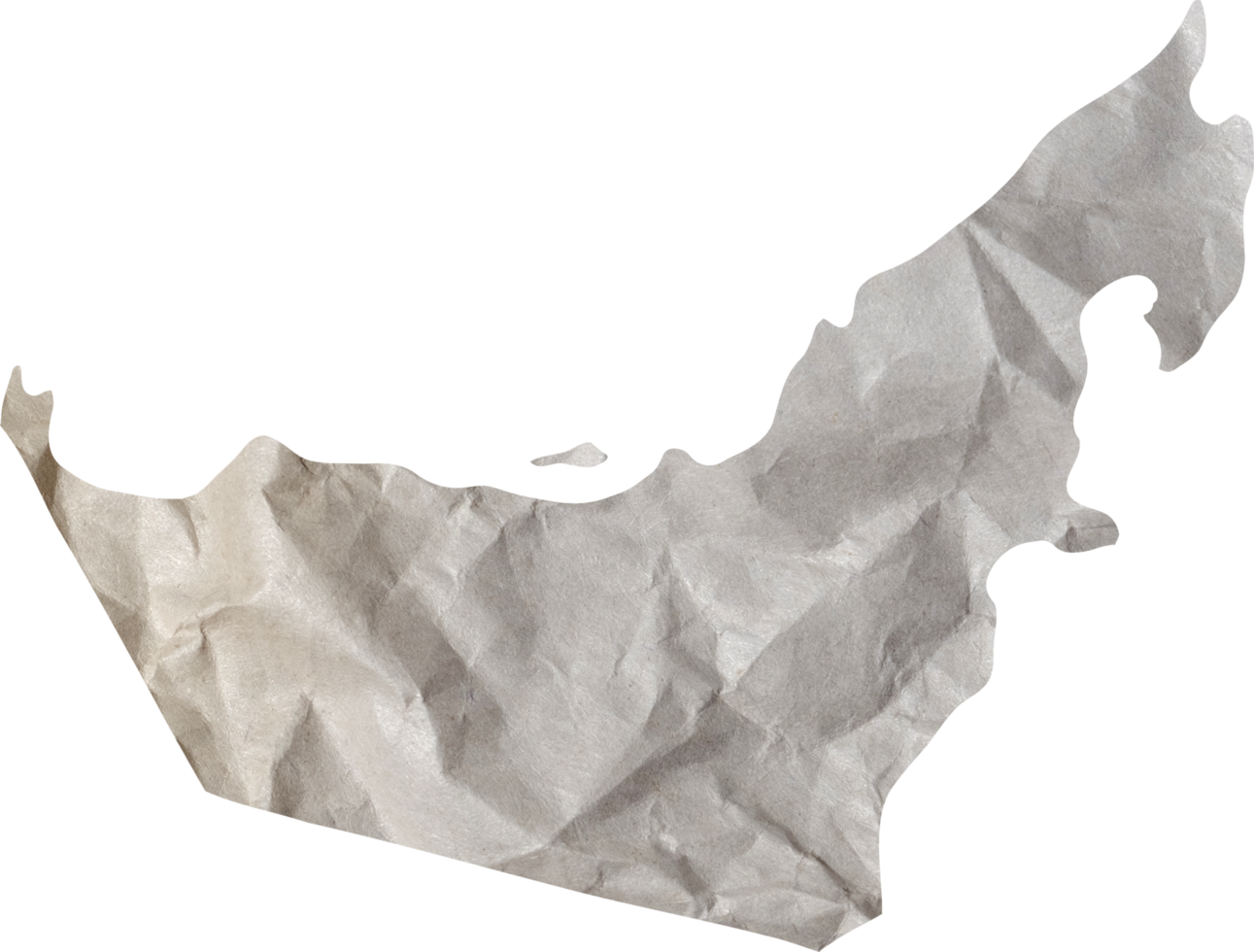 United Arab Emirates map paper texture cut out on transparent background. png