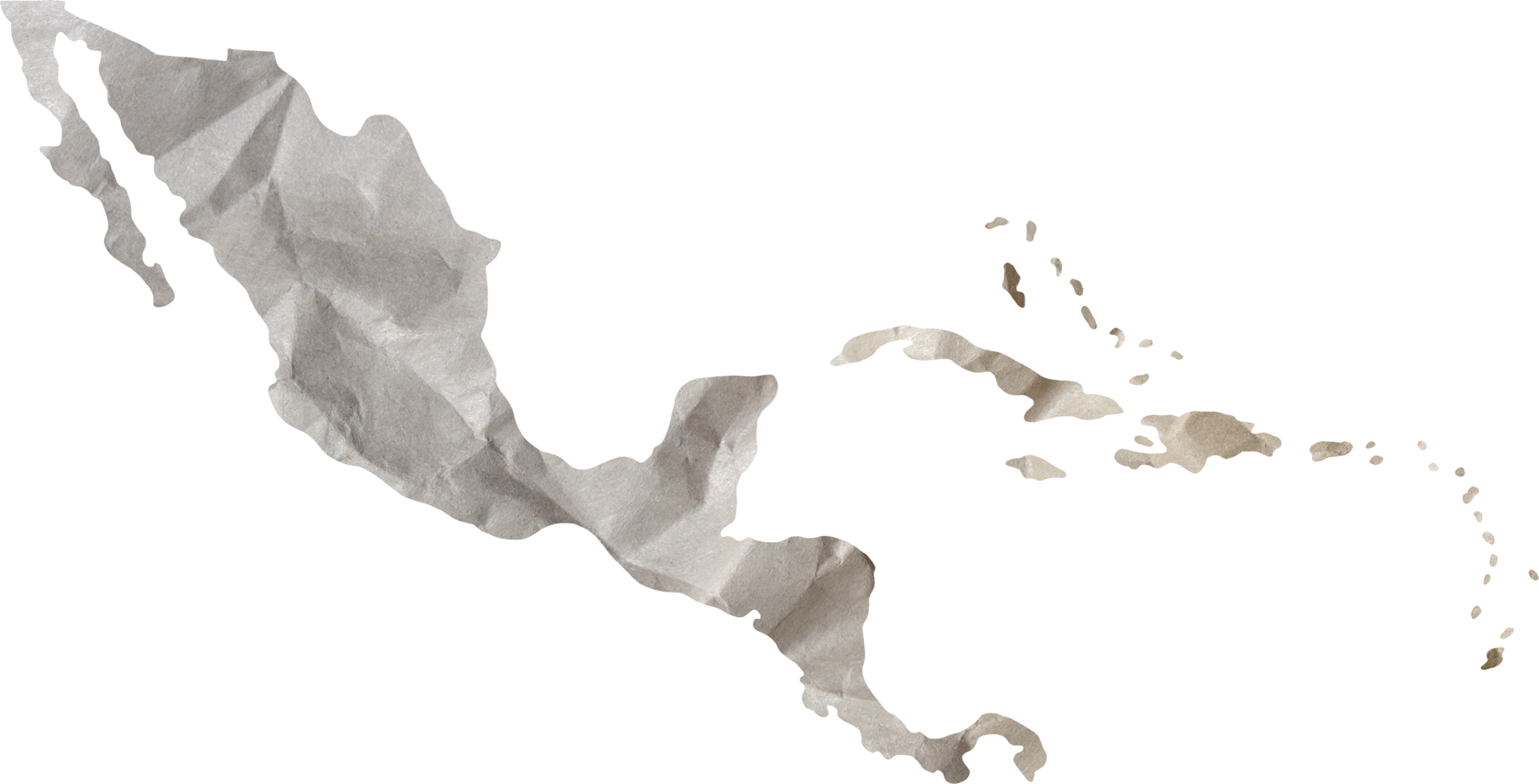 cental-america-and-carribean-map-paper-texture-cut-out-on-transparent