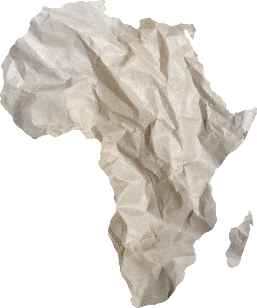 africa map paper texture cut out on transparent background. png