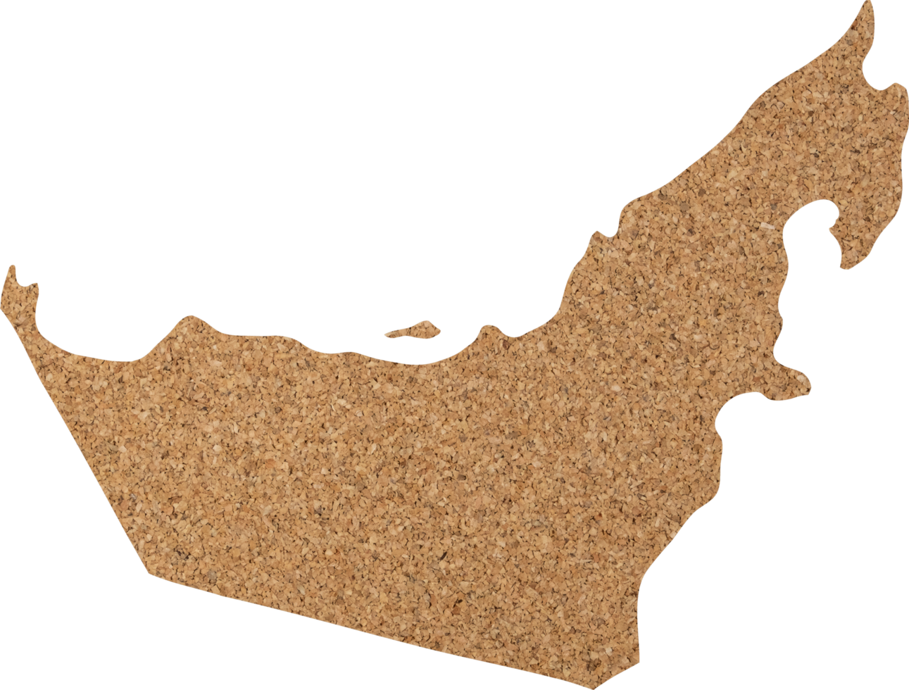 United arab emirates cork wood texture cut out on transparent background. png