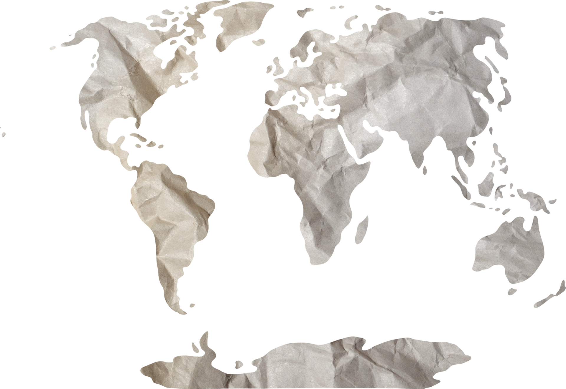 World map paper texture cut out on transparent background. 21126068 PNG