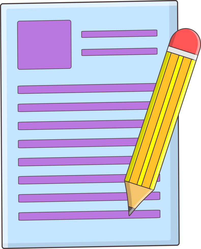 isolated pencil and document png