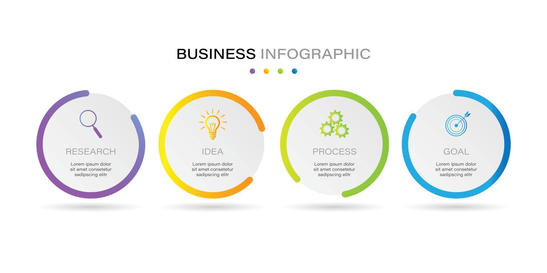 Business infographic circle shape four option, process or step for presentation. Can be used for presentations, workflow layout, banners and web design. Business concept with 4 options, steps, parts. vector