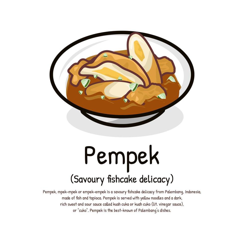 sabroso indonesio pastel de pescado delicadeza hecho de pescado y tapioca llamado pempek vector