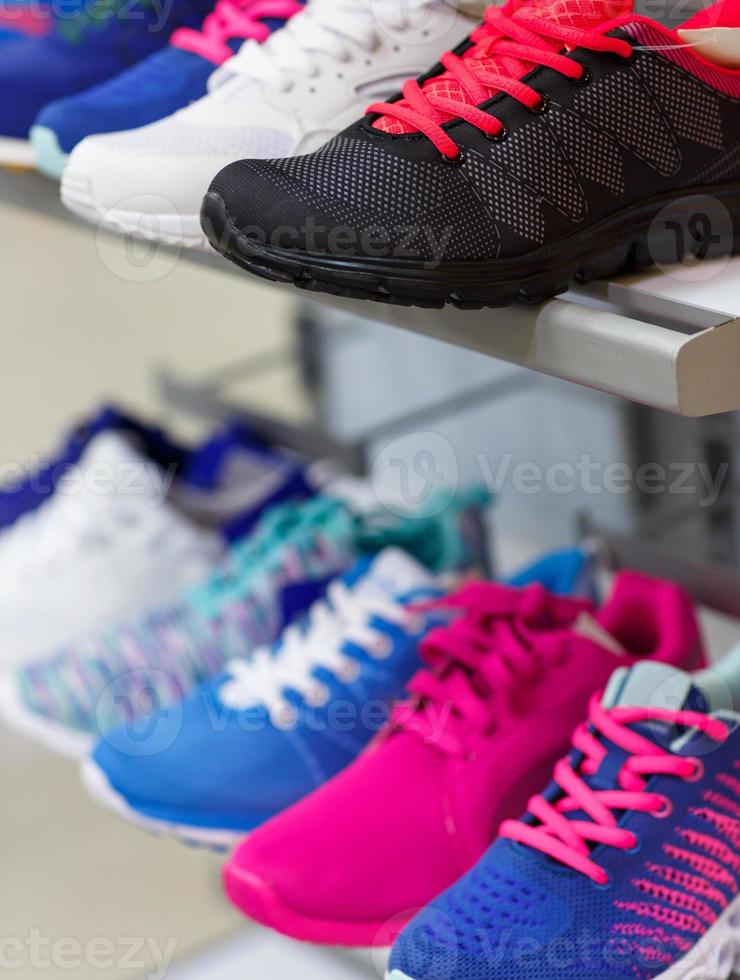 Variety of the colorful sneakers on sale photo