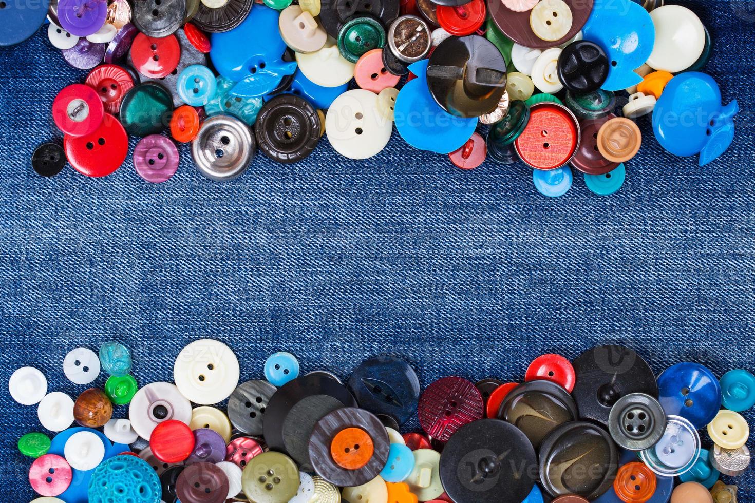 Different Buttons with blue jeans photo