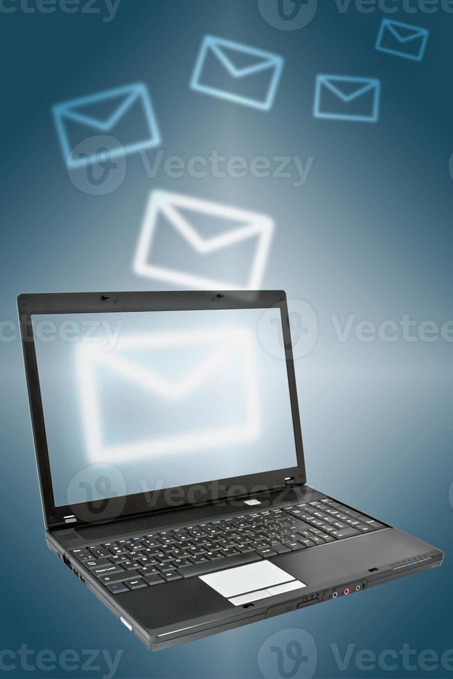 Laptop with mail icon photo
