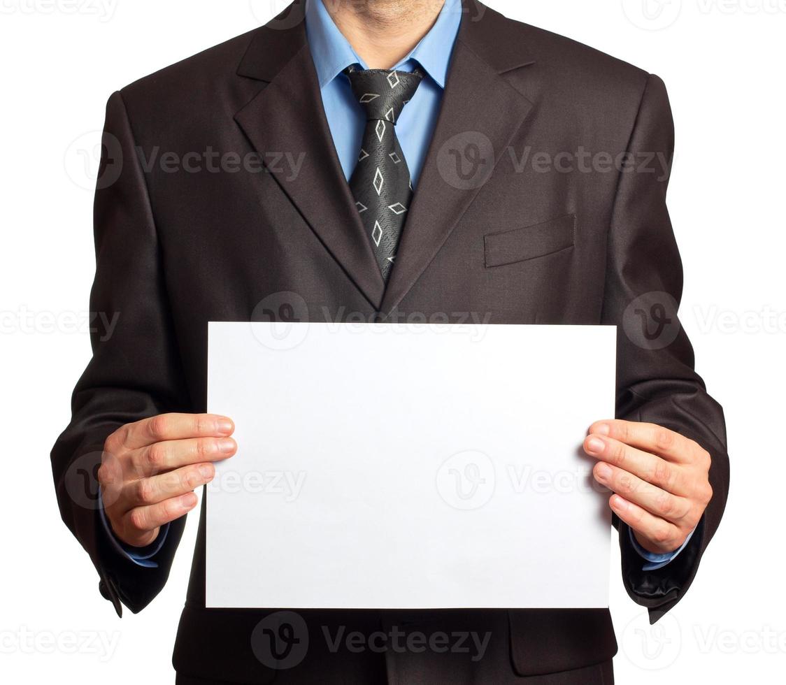 Young businessman with blank board photo
