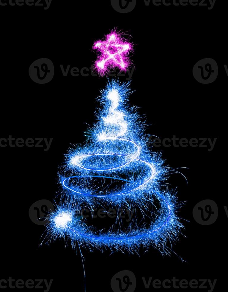 Christmas tree made by sparkler photo