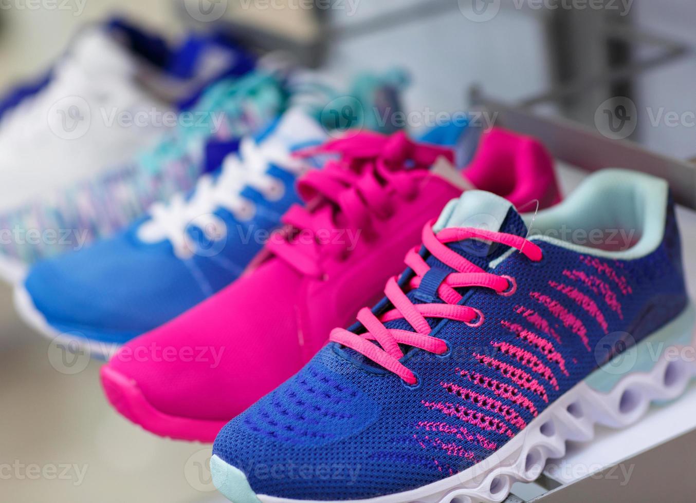 Variety of the colorful sneakers photo
