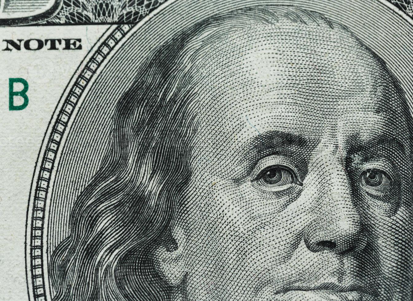 Benjamin Franklin's portrait on one hundred dollar bill photo