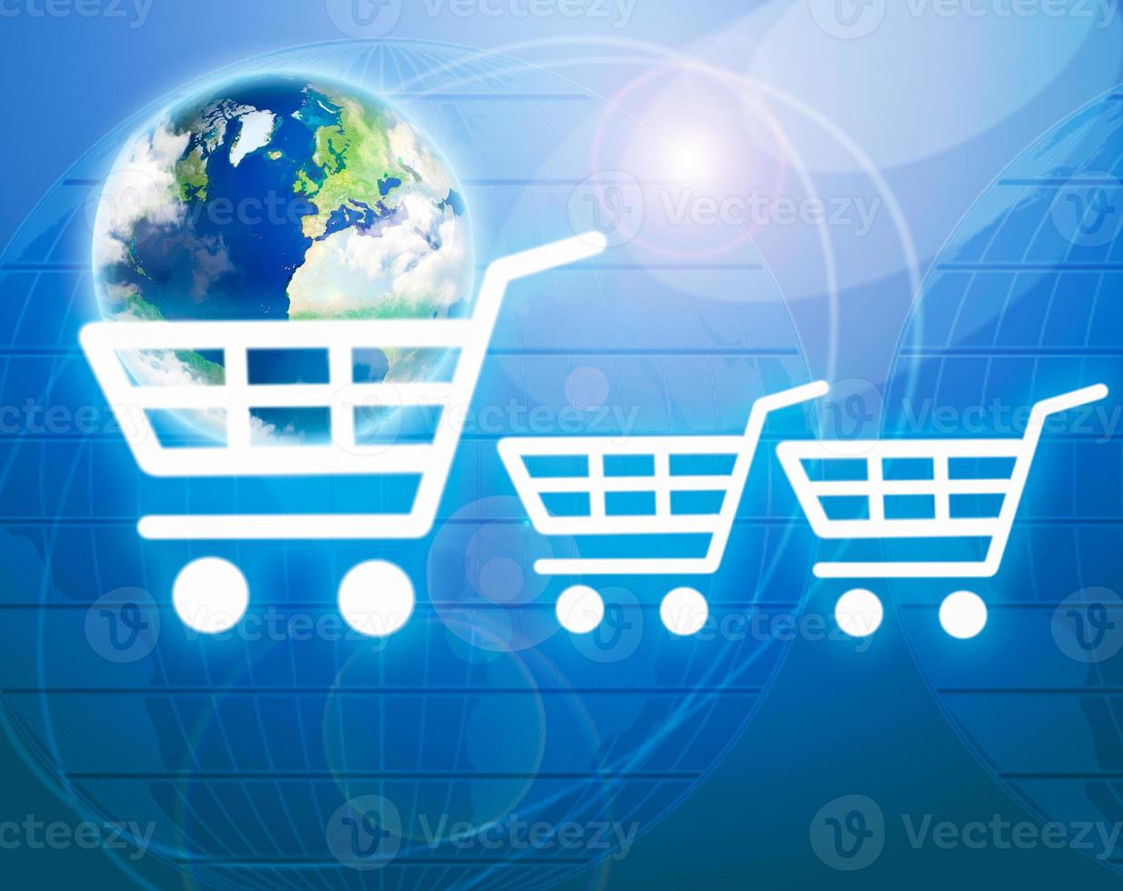 Shopping basket with earth photo
