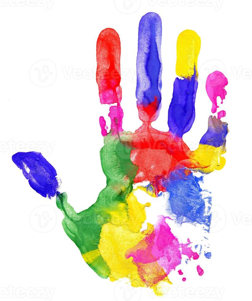 Close up of colored hand print photo