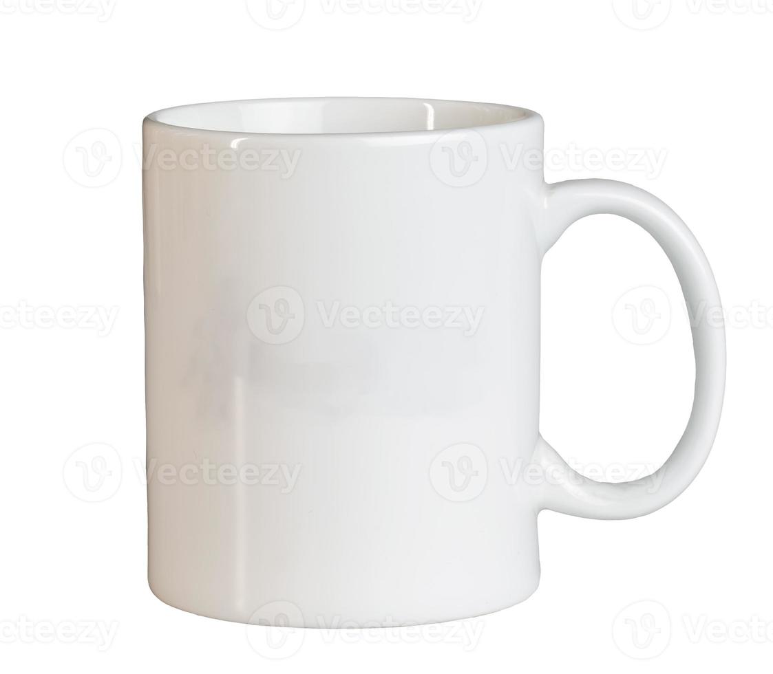 White cup isolate. Side view. Mockup template photo