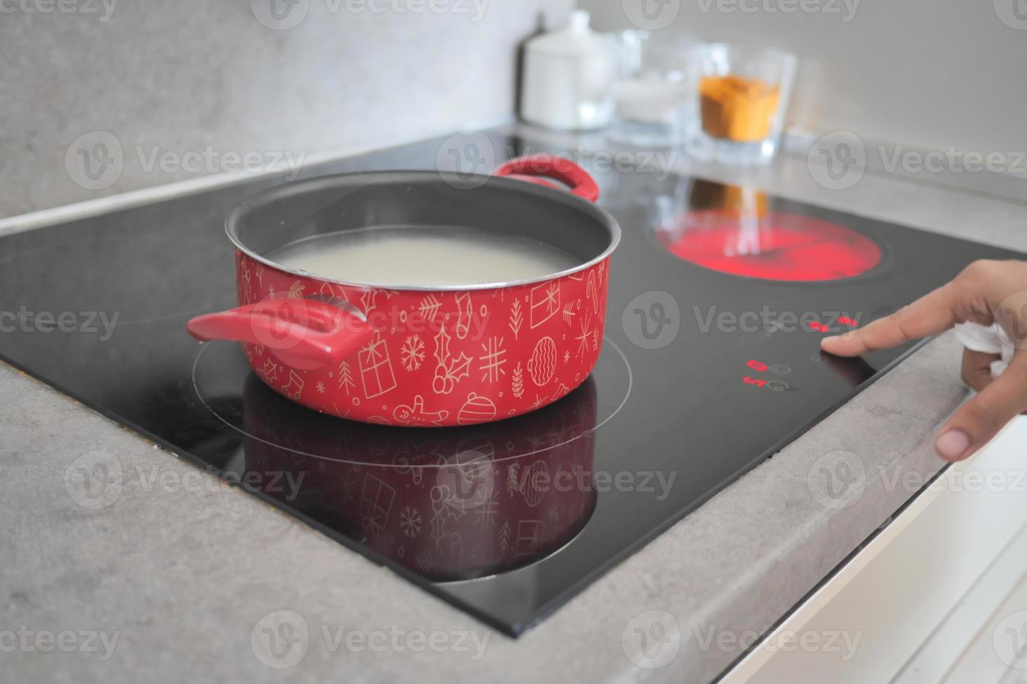 cooking pan on stove in kitchen photo