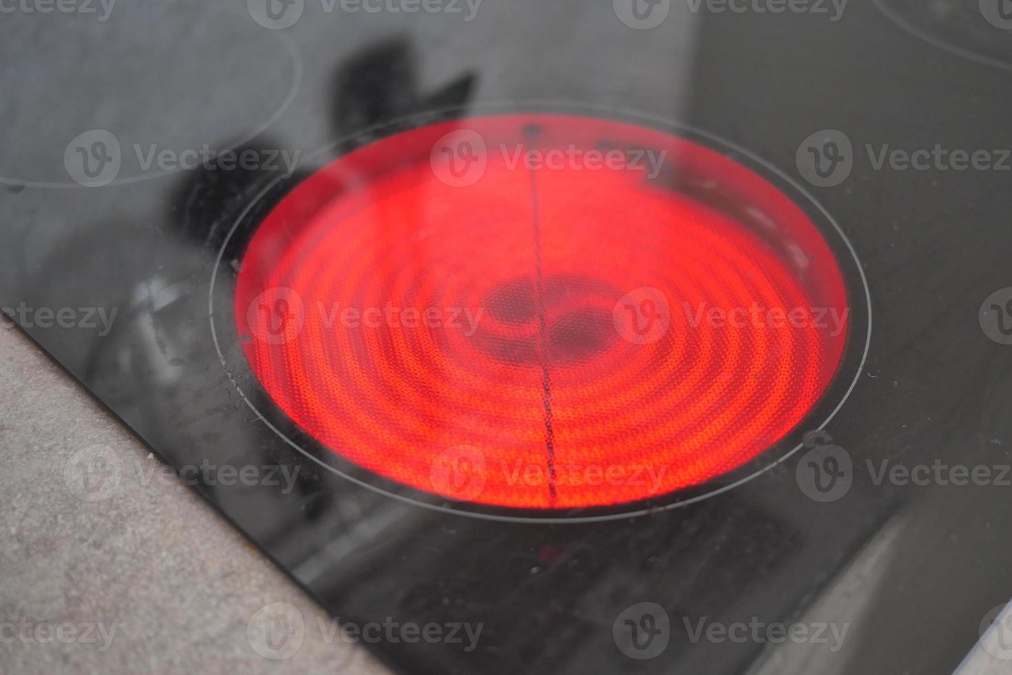 close up of ceramic black induction stove photo