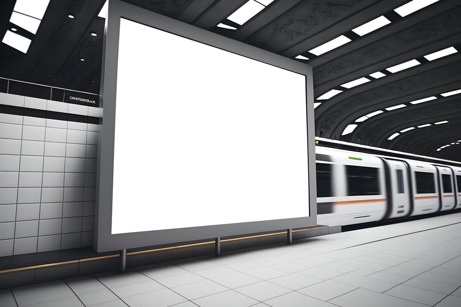 big led blank white screen mock up displayed at underground station for advertisement space photo