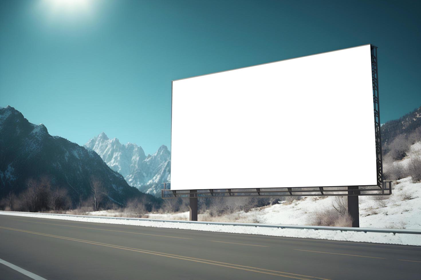 blank billboard on the highway roadside photo