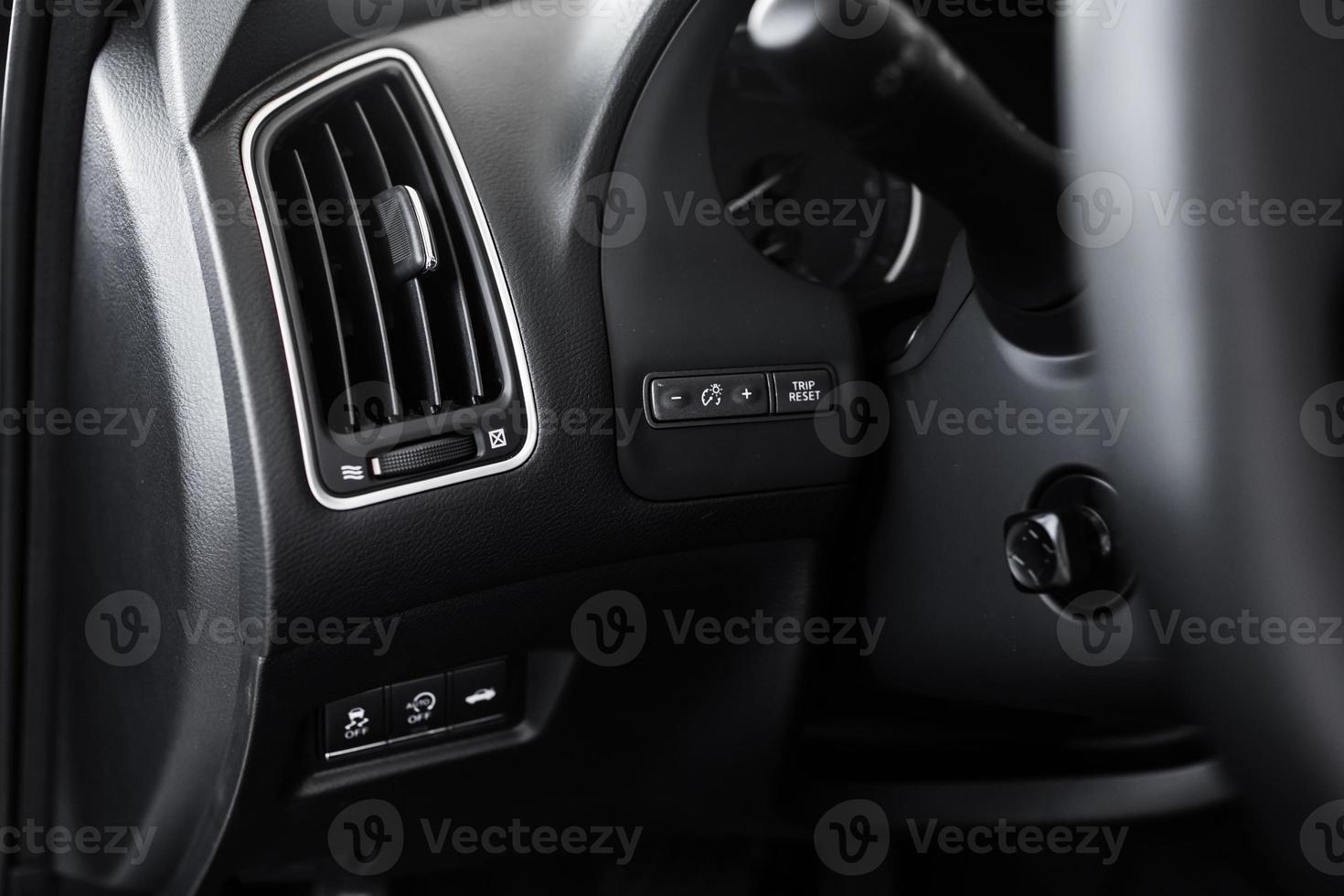 details of stylish car interior, leather interior photo