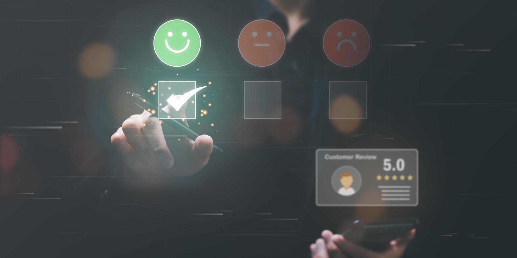 Male consumers rate their satisfaction Quality Assessment ,showing feedback from customers,positive marketing ,Guaranteed by customers online ,Excellence in service ,excellent survey ,evaluation photo