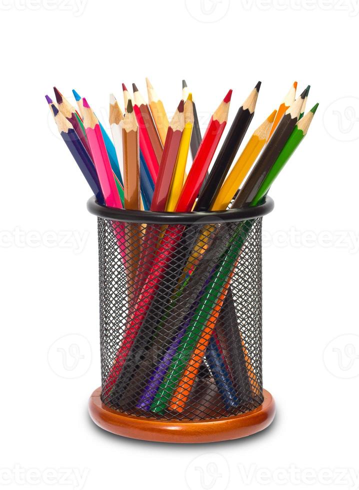 Colorful pencils in holder photo