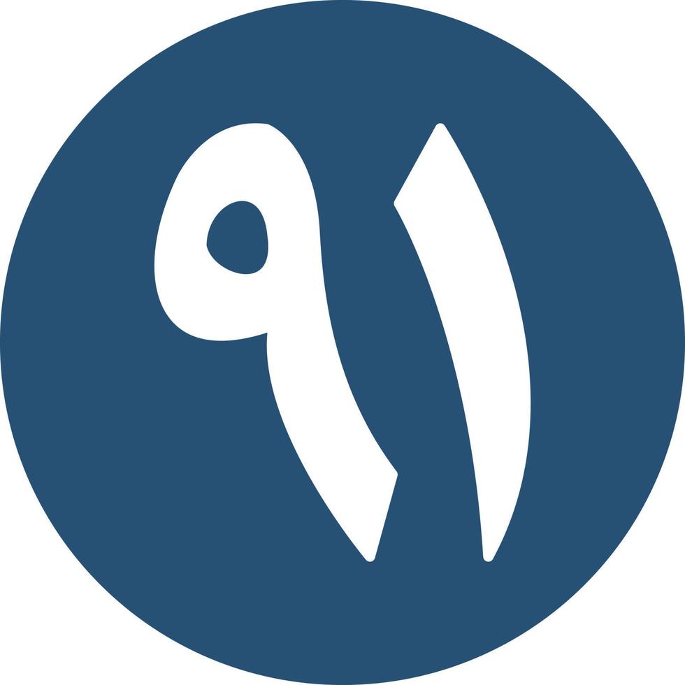 Arabic Number Ninety One Vector Icon