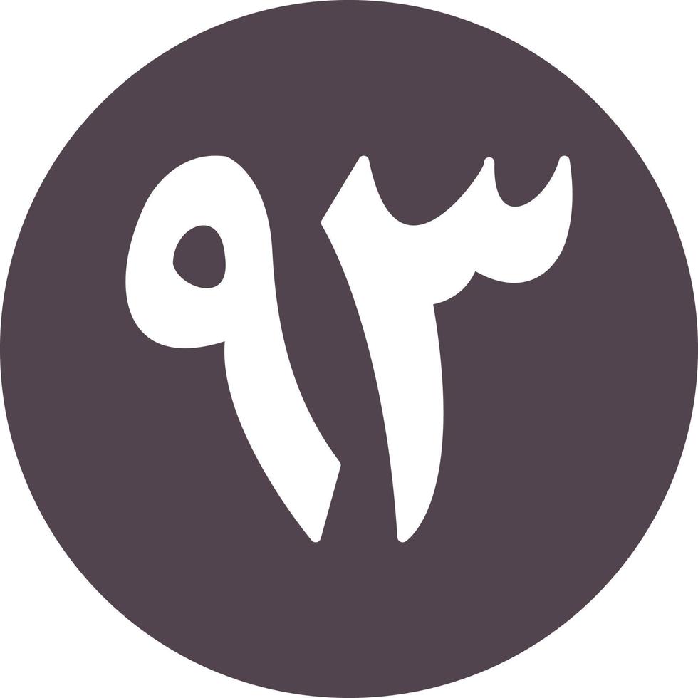 Arabic Number Ninety Three Vector Icon