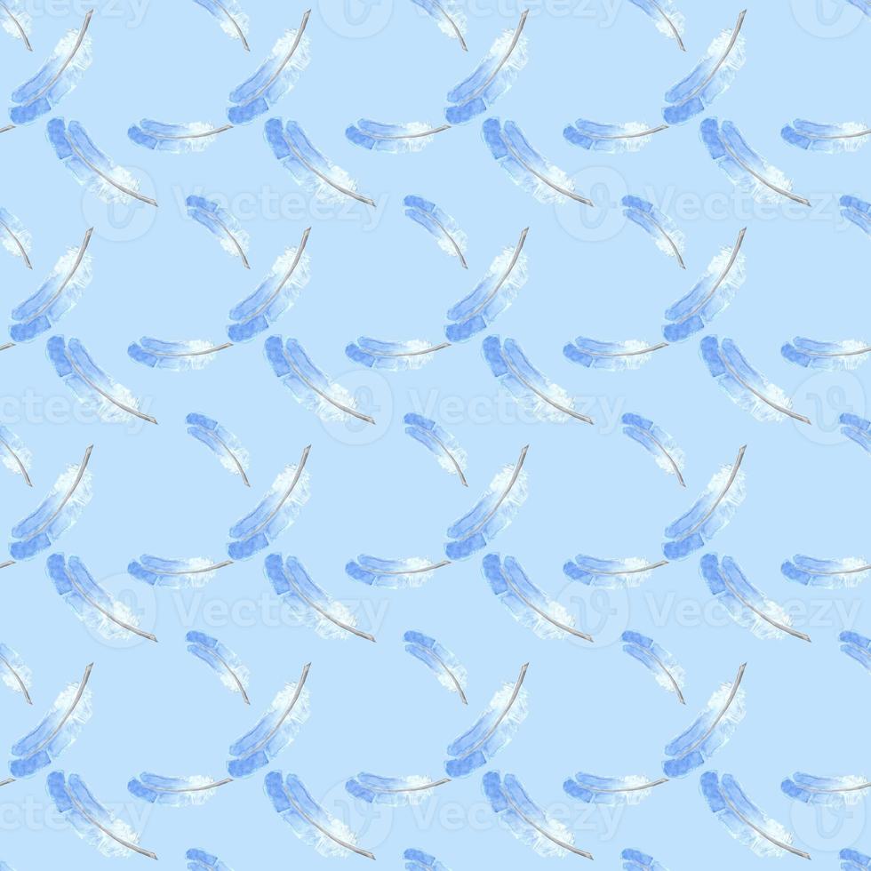 Watercolor feathers seamless pattern photo