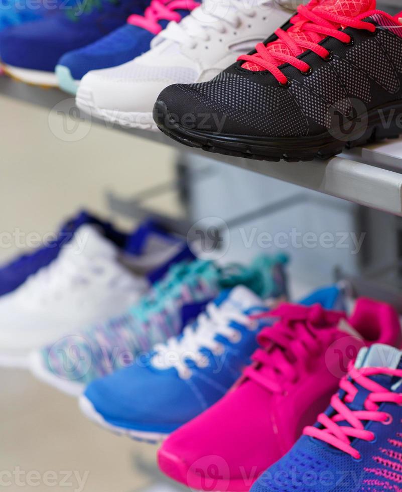 Variety of the colorful sneakers photo