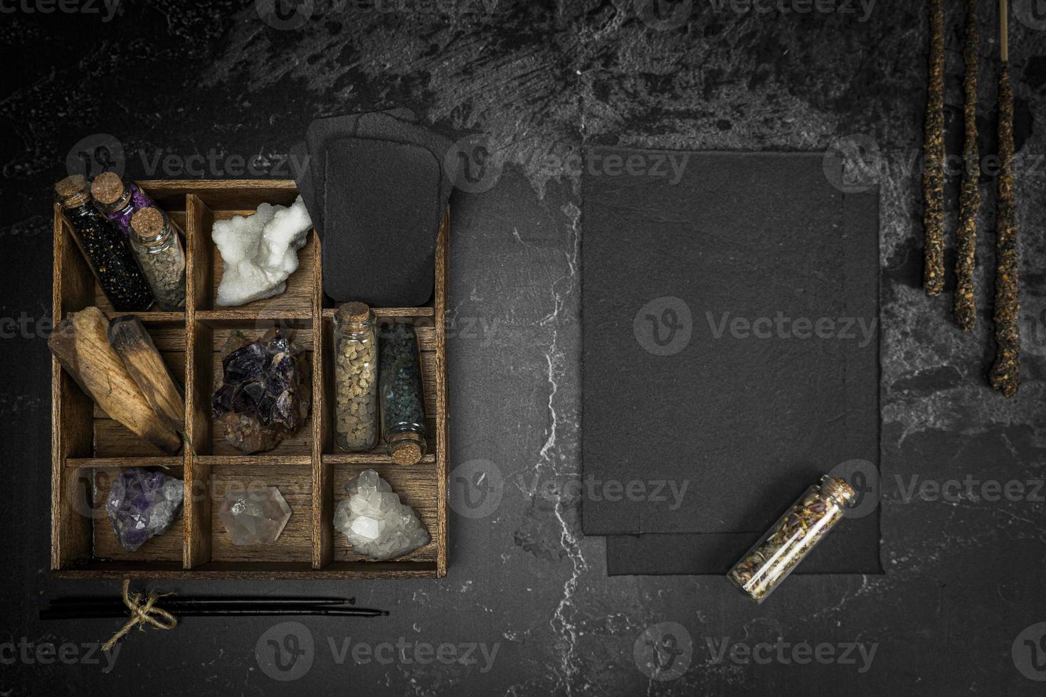 Esoteric, mystique and magic flat lay with copy space - Sorcery and alchemy photo