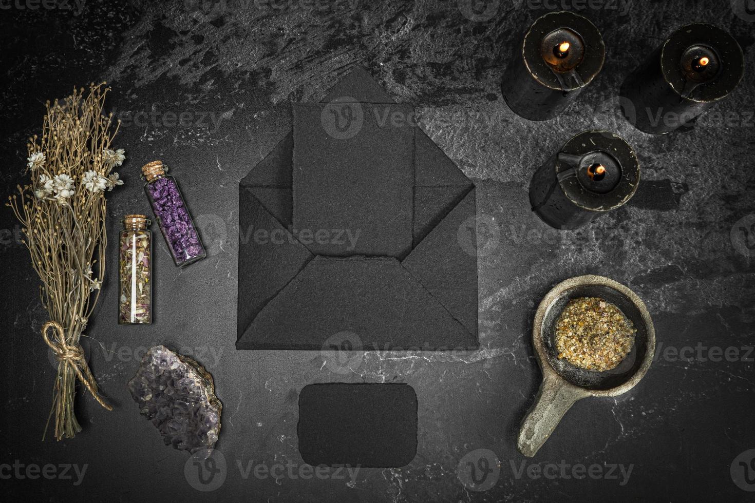 Esoteric, mystique and magic flat lay with copy space - Sorcery and alchemy photo