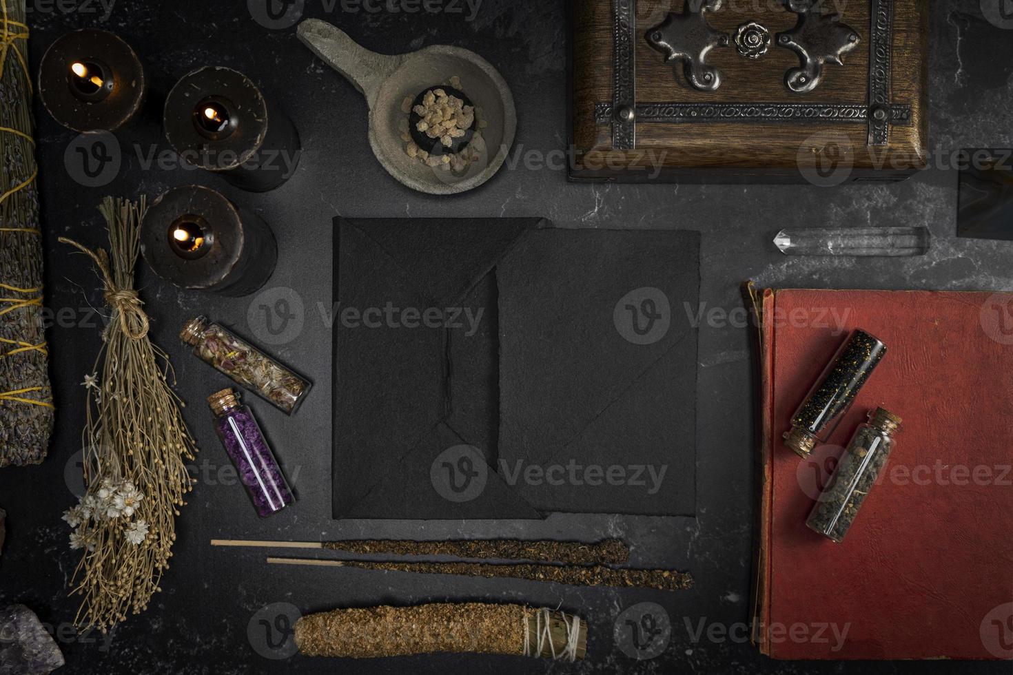 Esoteric, mystique and magic flat lay with copy space - Sorcery and alchemy photo