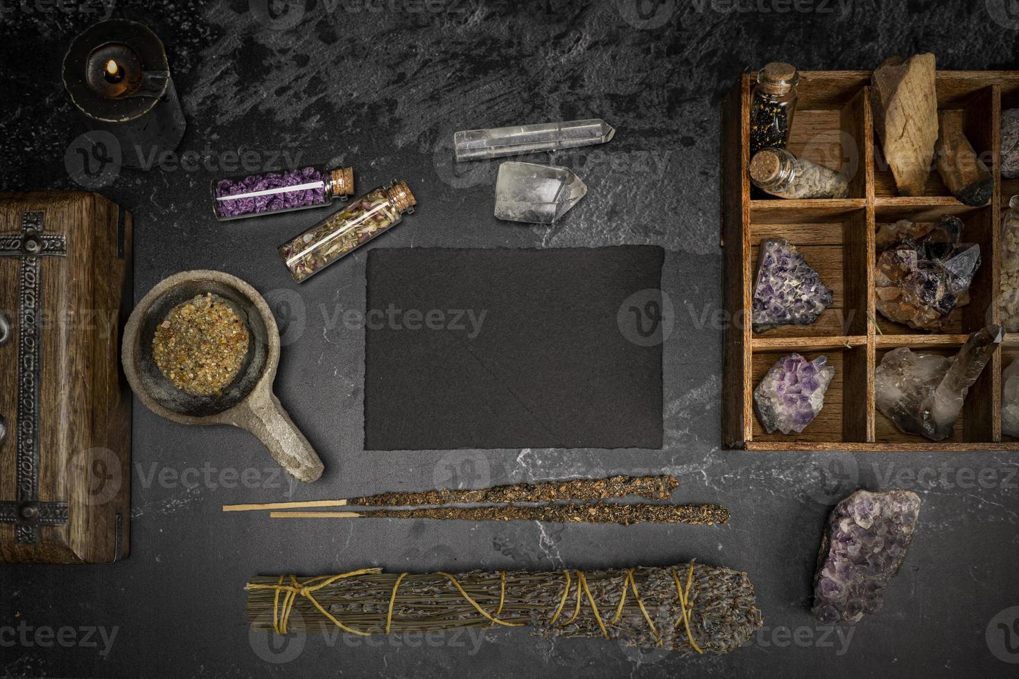 Esoteric, mystique and magic flat lay with copy space - Sorcery and alchemy photo