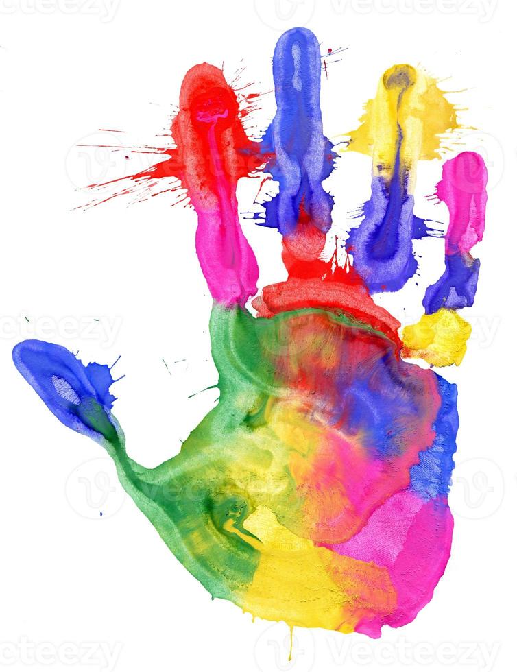 Close up of colored hand print photo