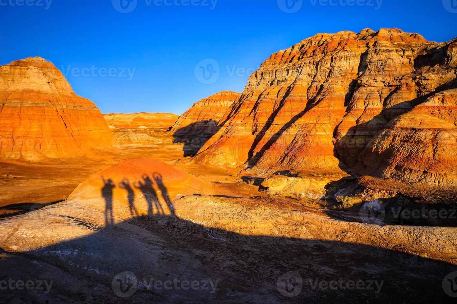 Trekking in The Wucai City Scenic Area near Urumqi, Xinjiang, has a magnificent and dazzling view of the Danxia landform. photo