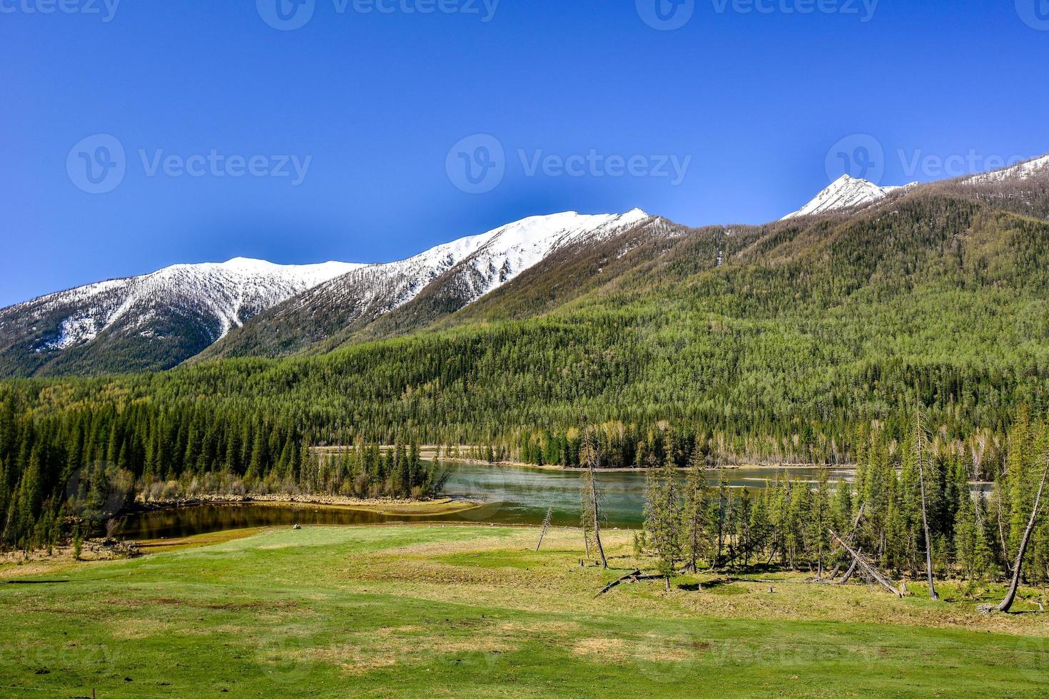 Kanas Lake is a scenic lake located in the Altay Prefecture of Xinjiang, China. photo