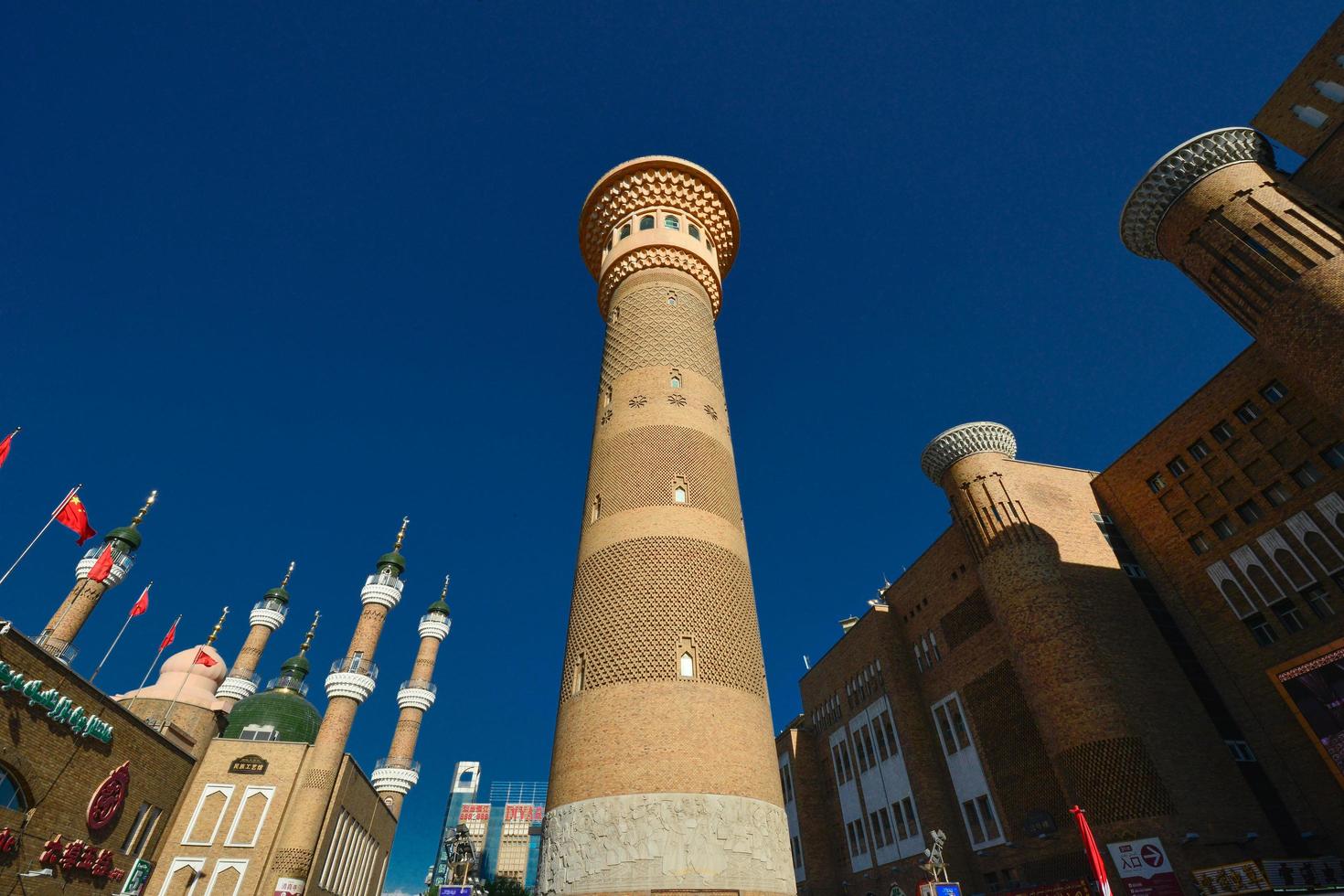 The Grand Bazaar in Urumqi, Xinjiang, China, with its magnificent towering buildings photo