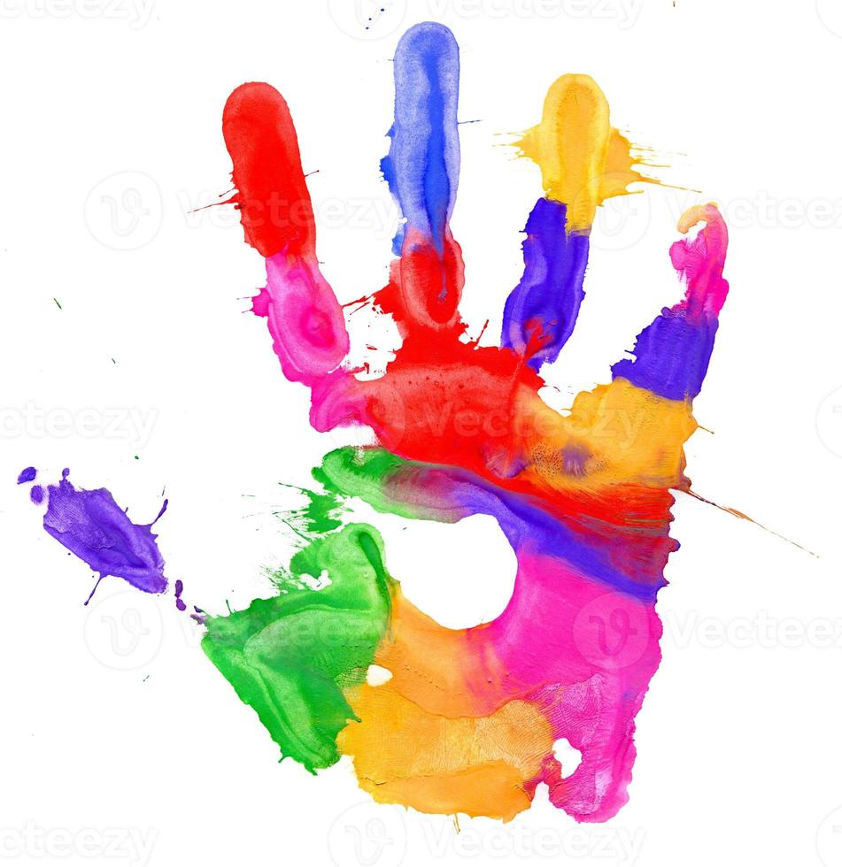 Close up of colored hand print photo