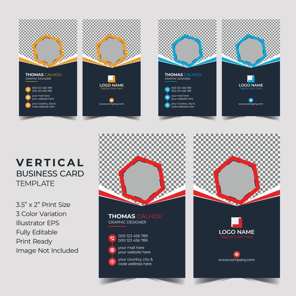 Vertical business card print template vector